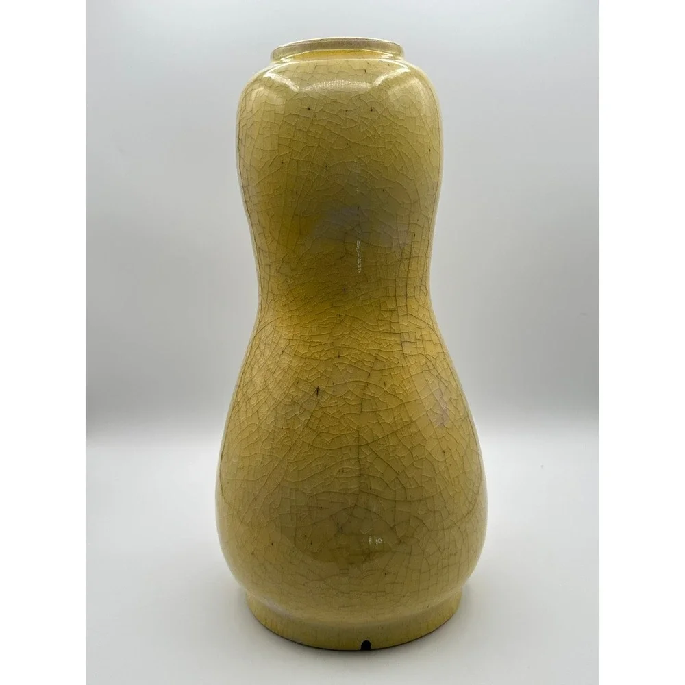 Vintage Ernestine of Salerno Italian Ceramic Lamp Yellow Crackle Glaze 14.5